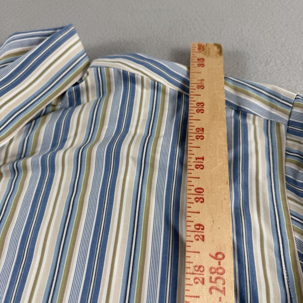 Eddie Bauer Mens XXXL Tall Blue Stripe Button Front Shirt Cotton Short Sleeve - Picture 5 of 7